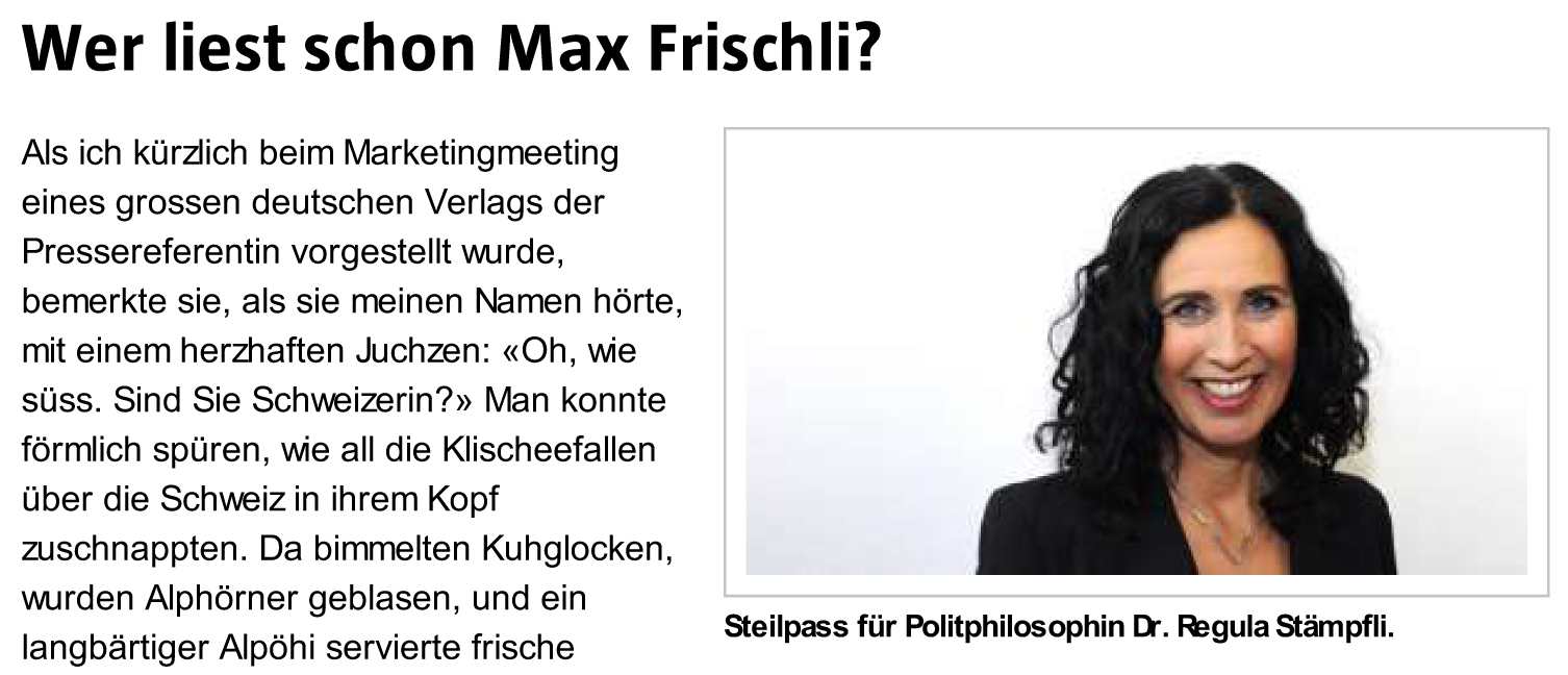 Wer liest schon Max Frischli? | Fadegrad | Blick am Abend