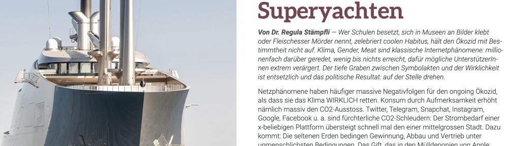 Regula Stämpfli über Superyachten & Klimawandel.